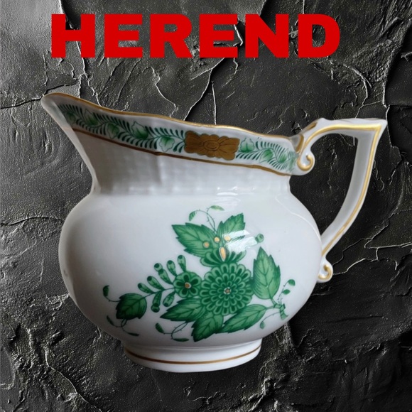 Herend Chinese Bouquet Green (Apponyi Green) porcelain creamer/milk jug